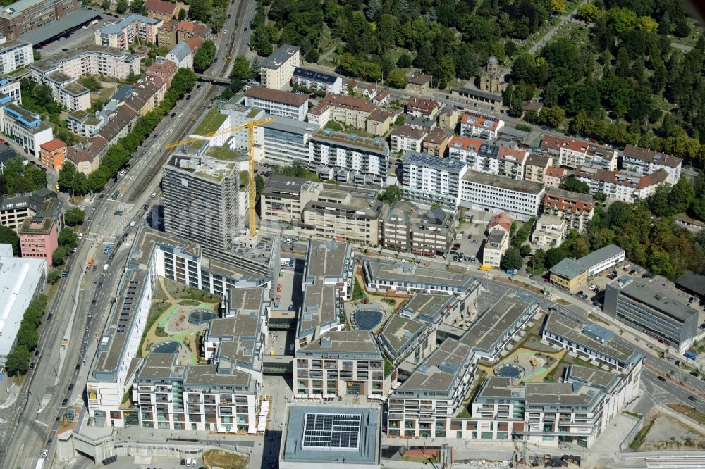 Luftaufnahme Stuttgart - Neubau des Stadtteilzentrums und Einkaufszentrum Milaneo im Europaviertel der Landeshauptstadt Stuttgart im Bundesland Baden-Württemberg BW