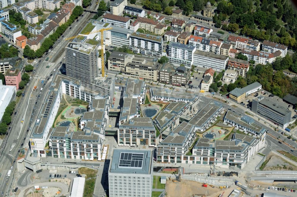 Stuttgart von oben - Neubau des Stadtteilzentrums und Einkaufszentrum Milaneo im Europaviertel der Landeshauptstadt Stuttgart im Bundesland Baden-Württemberg BW