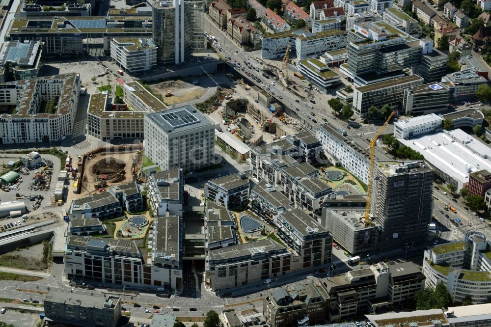 Luftaufnahme Stuttgart - Neubau des Stadtteilzentrums und Einkaufszentrum Milaneo im Europaviertel der Landeshauptstadt Stuttgart im Bundesland Baden-Württemberg BW