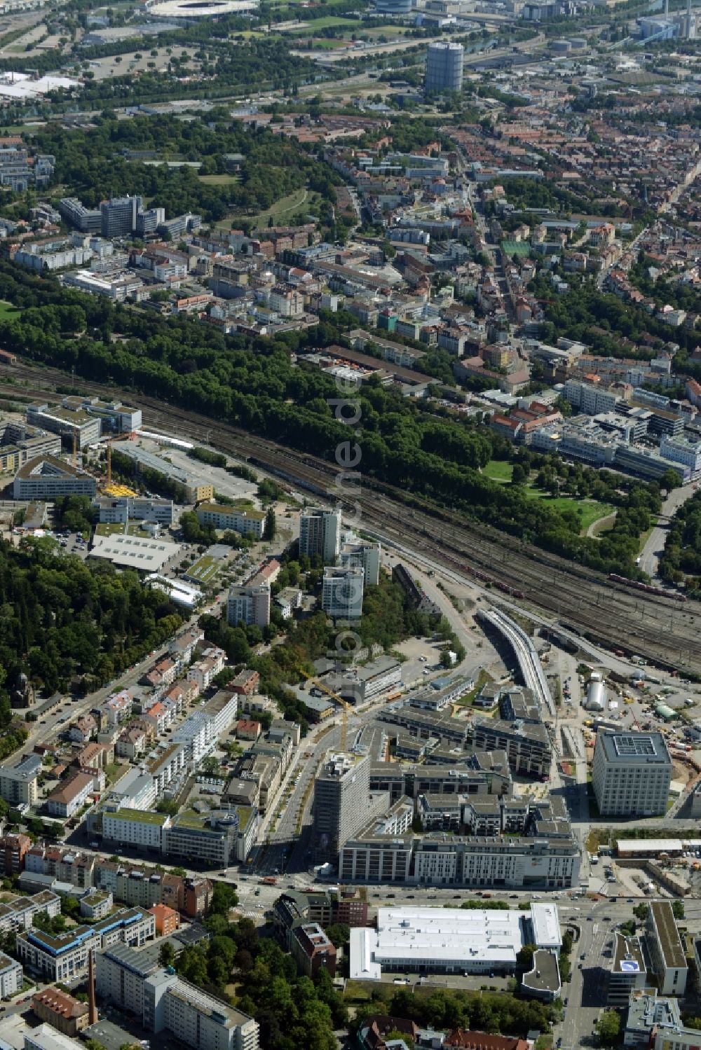 Stuttgart aus der Vogelperspektive: Neubau des Stadtteilzentrums und Einkaufszentrum Milaneo im Europaviertel der Landeshauptstadt Stuttgart im Bundesland Baden-Württemberg BW