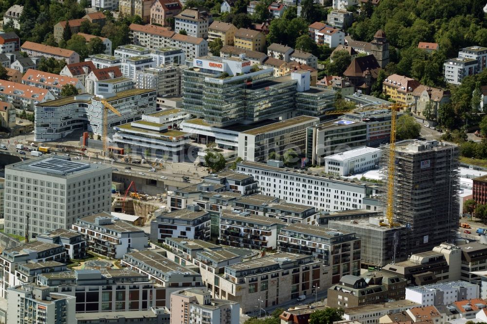 Luftaufnahme Stuttgart - Neubau des Stadtteilzentrums und Einkaufszentrum Milaneo im Europaviertel der Landeshauptstadt Stuttgart im Bundesland Baden-Württemberg BW