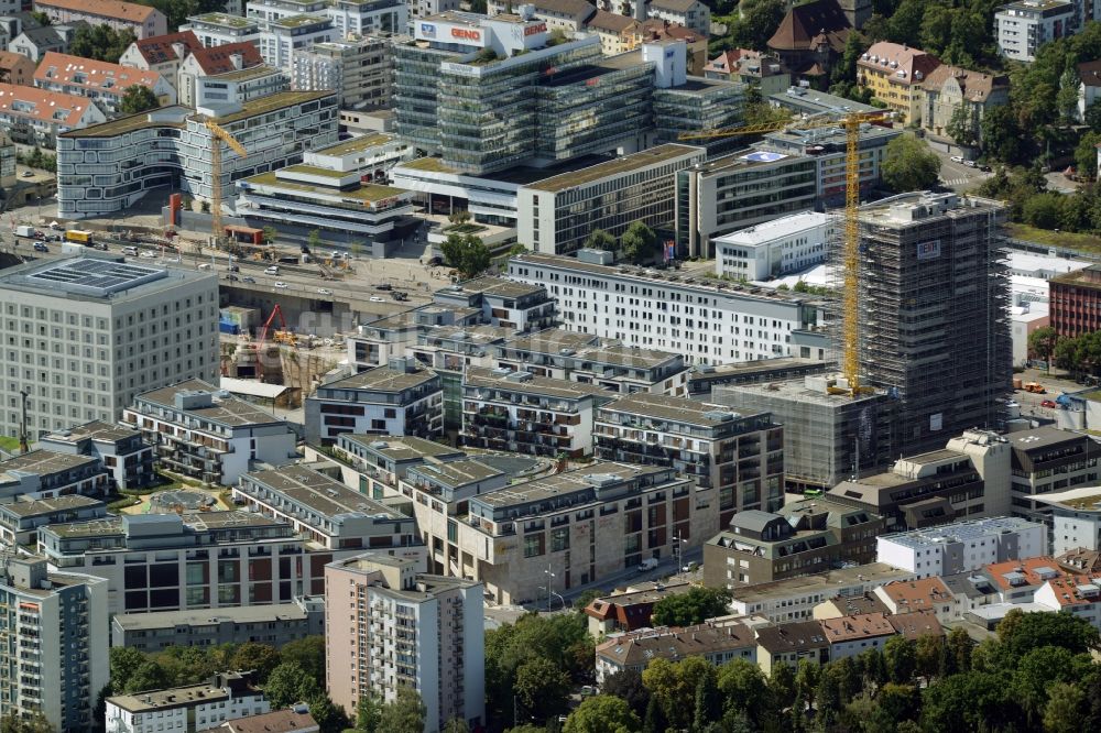 Stuttgart von oben - Neubau des Stadtteilzentrums und Einkaufszentrum Milaneo im Europaviertel der Landeshauptstadt Stuttgart im Bundesland Baden-Württemberg BW