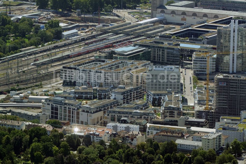 Stuttgart aus der Vogelperspektive: Neubau des Stadtteilzentrums und Einkaufszentrum Milaneo im Europaviertel der Landeshauptstadt Stuttgart im Bundesland Baden-Württemberg BW