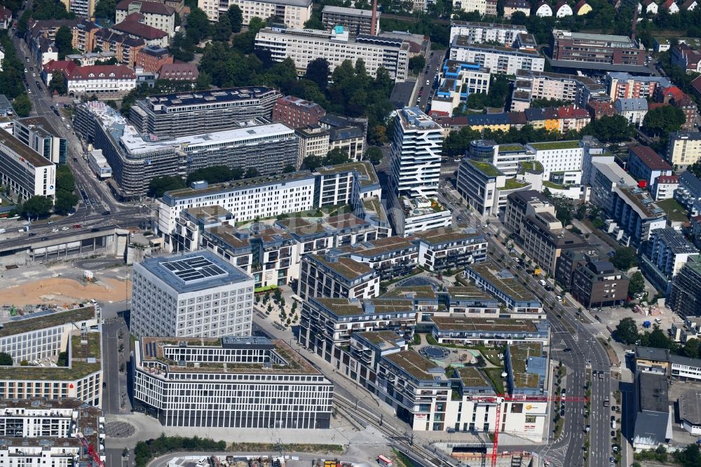 Stuttgart von oben - Neubau des Stadtteilzentrums und Einkaufszentrum Milaneo im Europaviertel der Landeshauptstadt Stuttgart im Bundesland Baden-Württemberg BW