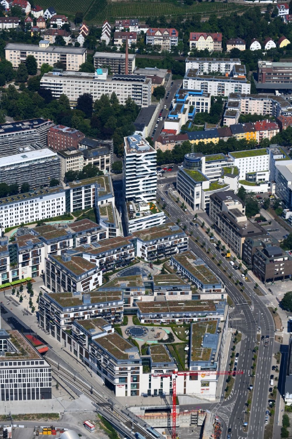 Luftbild Stuttgart - Neubau des Stadtteilzentrums und Einkaufszentrum Milaneo im Europaviertel der Landeshauptstadt Stuttgart im Bundesland Baden-Württemberg BW