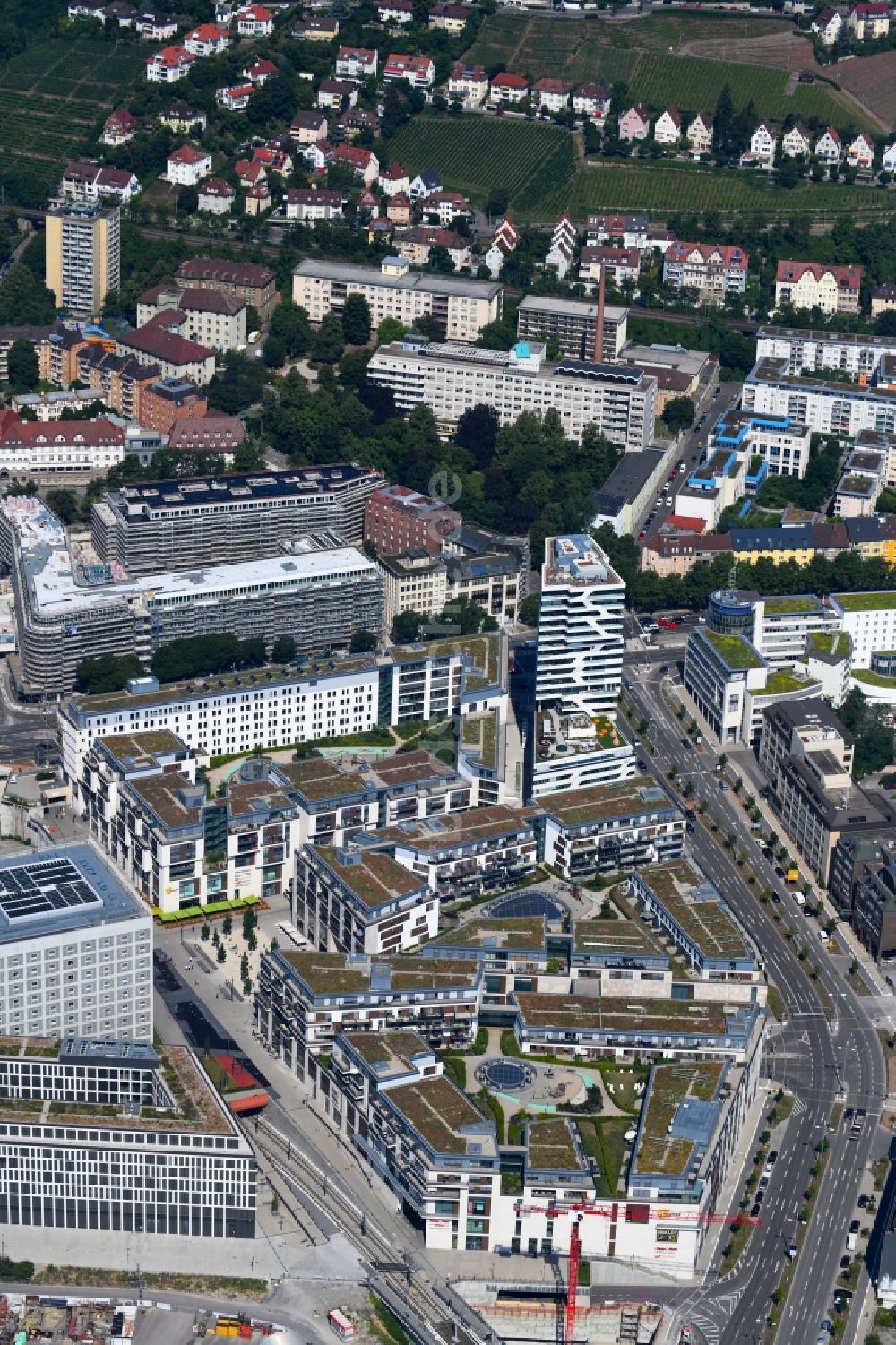 Luftaufnahme Stuttgart - Neubau des Stadtteilzentrums und Einkaufszentrum Milaneo im Europaviertel der Landeshauptstadt Stuttgart im Bundesland Baden-Württemberg BW