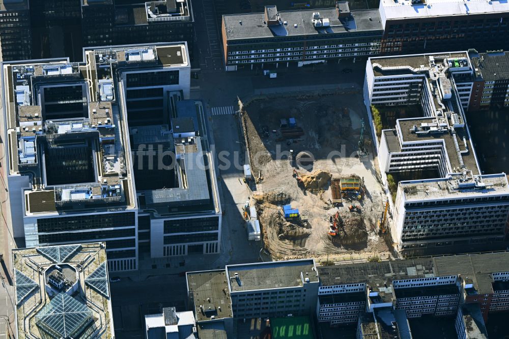 Luftbild Hamburg - Neubau eines Studenten- Wohnheim im Ortsteil Hammerbrook in Hamburg, Deutschland