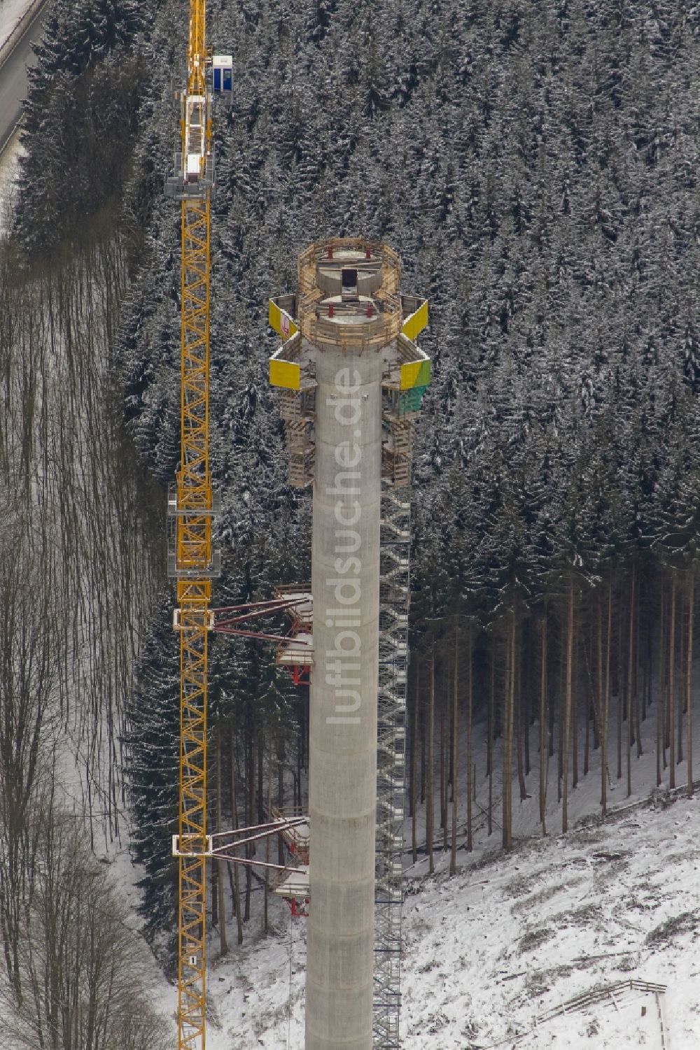 Luftbild Bestwig - Neubau der Talbrücke Nuttlar der BAB Bundesautobahn A46 bei Bestwig in Nordrhein-Westfalen