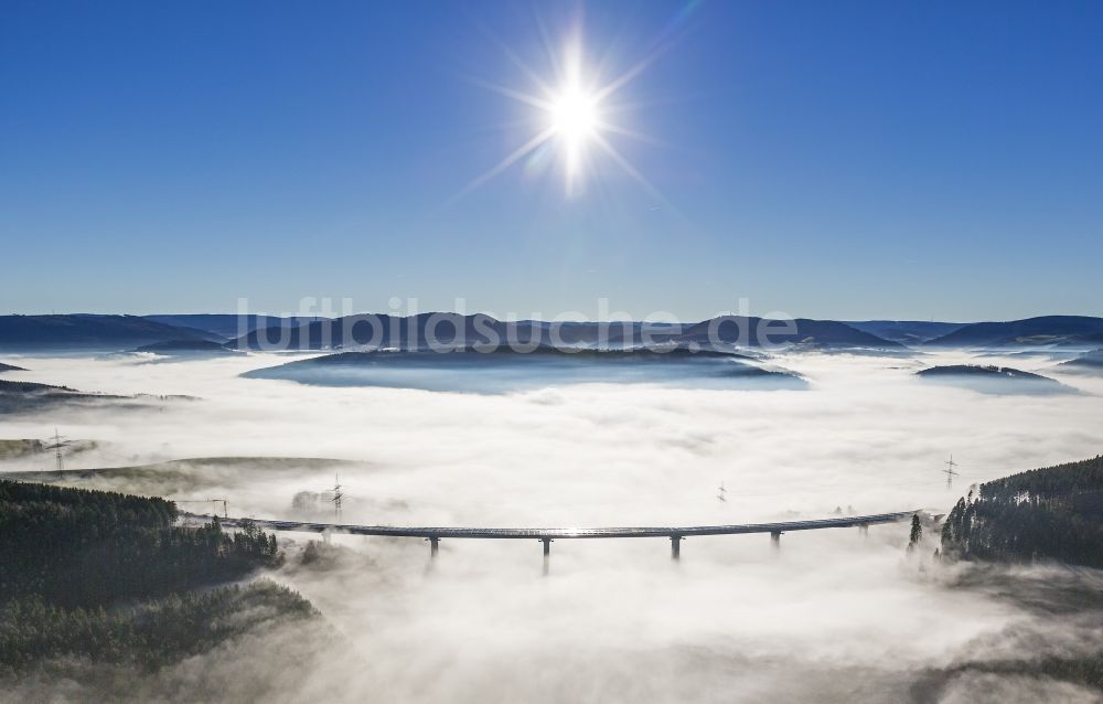 Rüthen von oben - Neubau der Talbrücke Nuttlar der BAB Bundesautobahn A46 bei Bestwig in Nordrhein-Westfalen