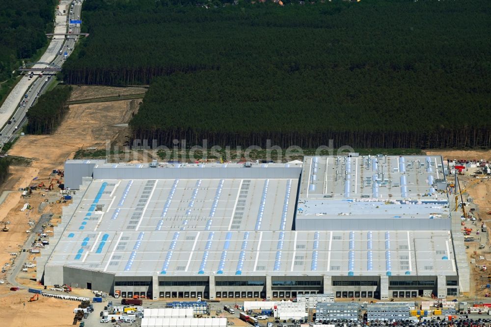 Luftbild Grünheide (Mark) - Neubau der Tesla Gigafactory 4 im Ortsteil Freienbrink in Grünheide (Mark) im Bundesland Brandenburg, Deutschland