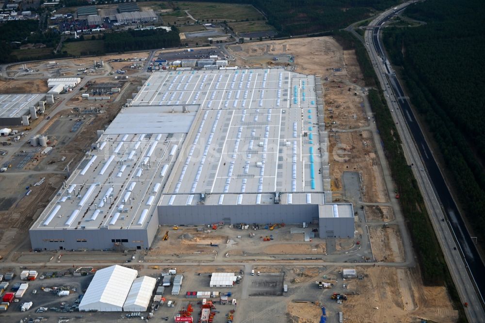 Luftbild Grünheide (Mark) - Neubau der Tesla Gigafactory 4 im Ortsteil Freienbrink in Grünheide (Mark) im Bundesland Brandenburg, Deutschland