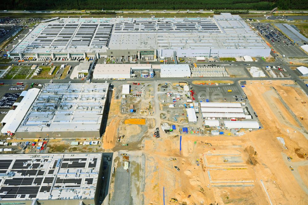 Luftbild Grünheide (Mark) - Neubau der Tesla Gigafactory 4 im Ortsteil Freienbrink in Grünheide (Mark) im Bundesland Brandenburg, Deutschland