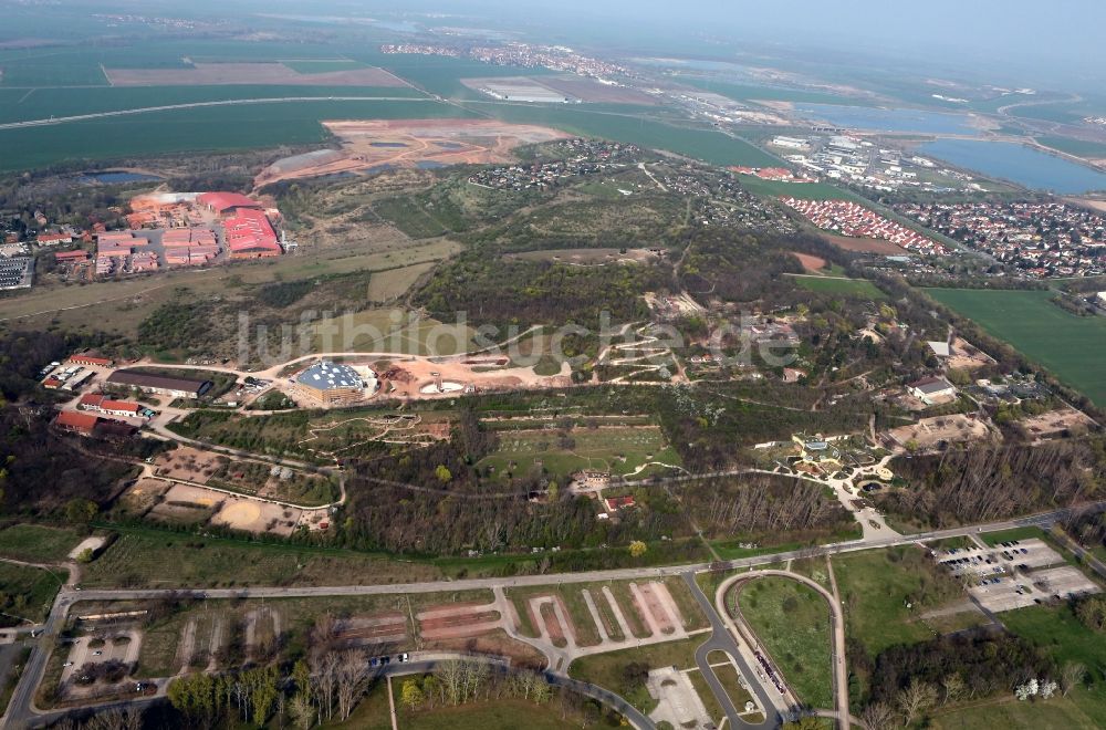 Erfurt von oben - Neubau im Thüringer Zoopark in Erfurt im Bundesland Thüringen