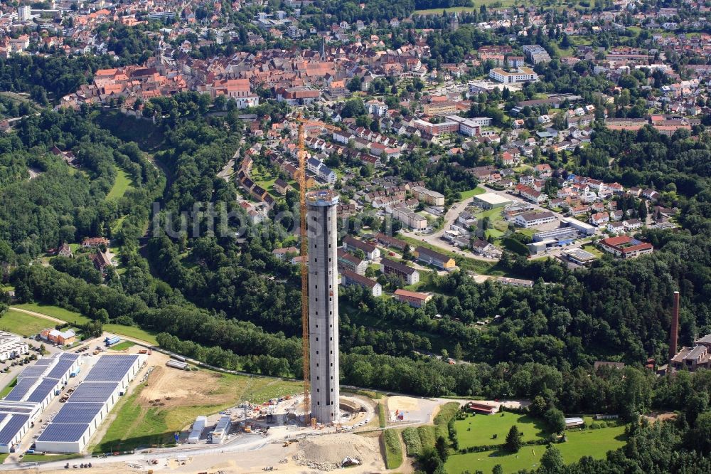 Rottweil aus der Vogelperspektive: Neubau des ThyssenKrupp Aufzugstestturm in Rottweil im Bundesland Baden-Württemberg