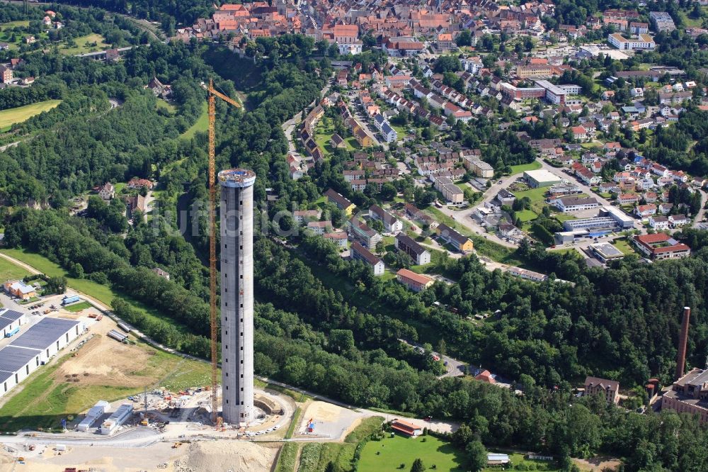 Luftbild Rottweil - Neubau des ThyssenKrupp Aufzugstestturm in Rottweil im Bundesland Baden-Württemberg