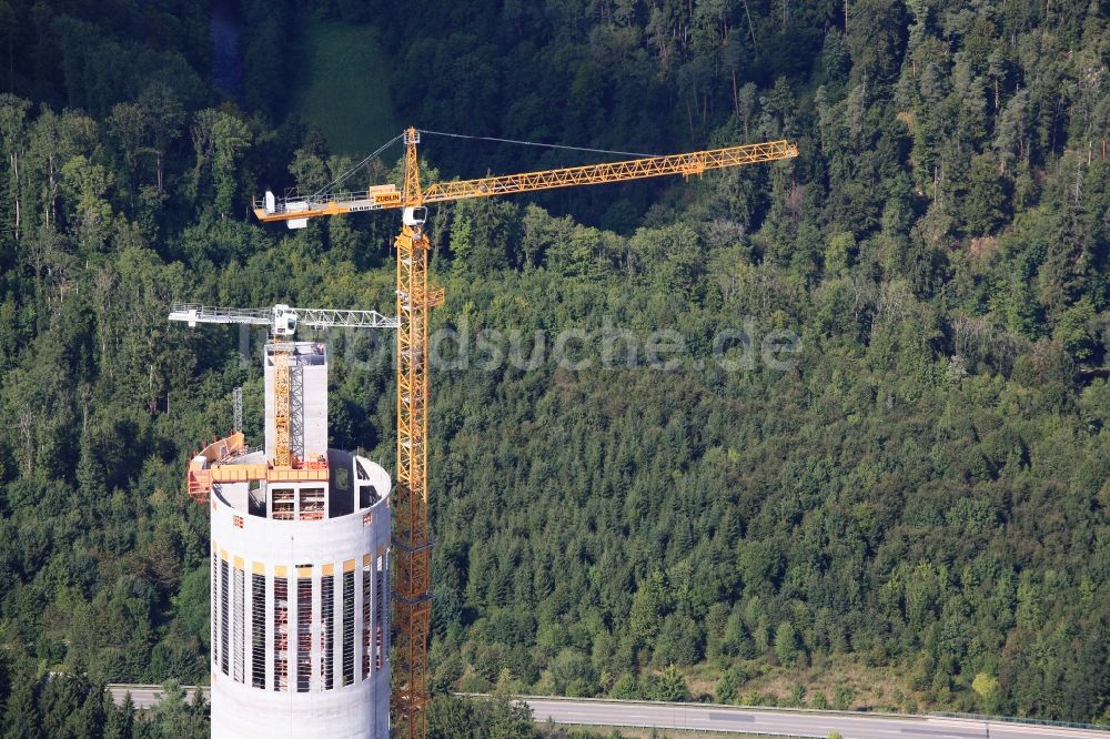 Rottweil aus der Vogelperspektive: Neubau des ThyssenKrupp Aufzugstestturm in Rottweil im Bundesland Baden-Württemberg