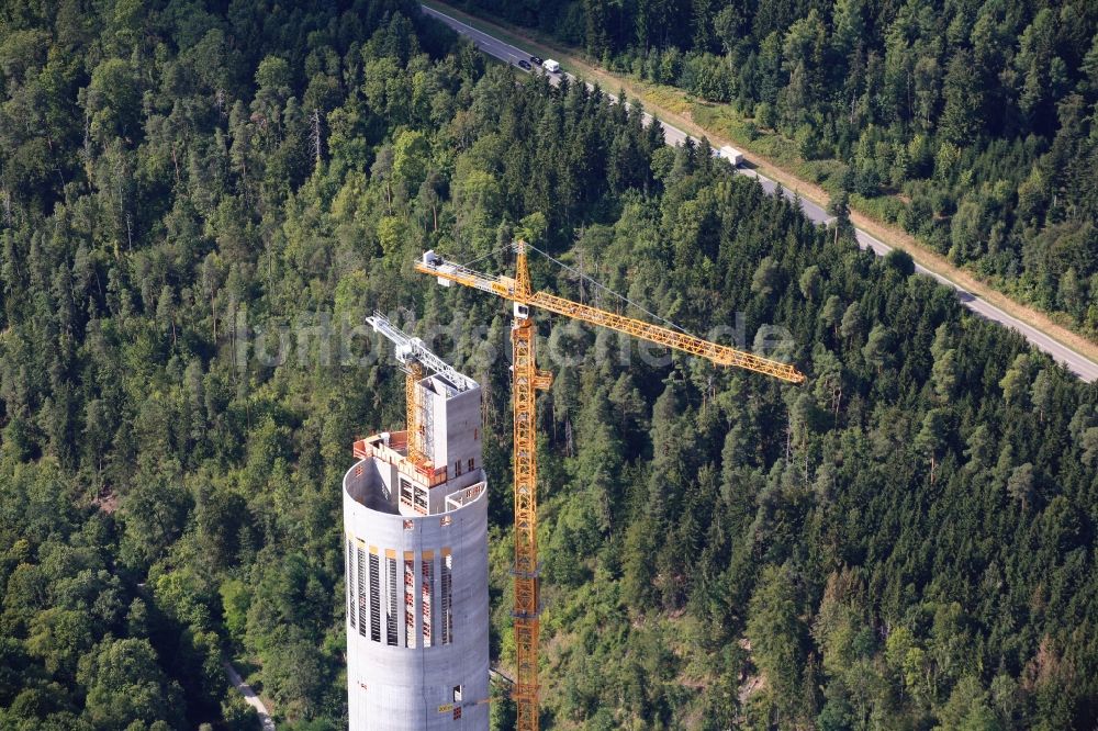 Luftaufnahme Rottweil - Neubau des ThyssenKrupp Aufzugstestturm in Rottweil im Bundesland Baden-Württemberg