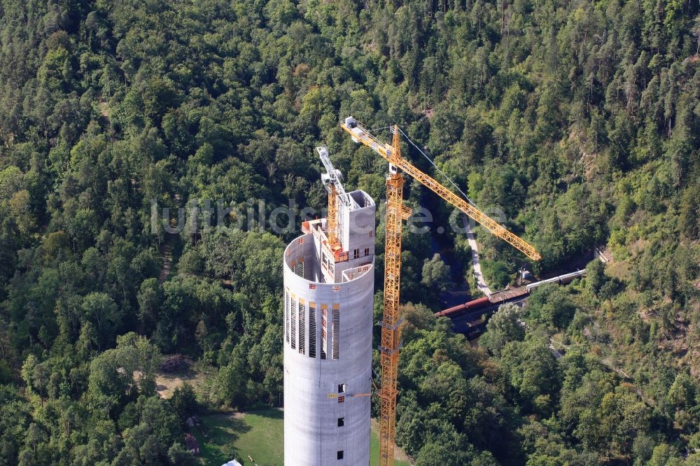 Rottweil aus der Vogelperspektive: Neubau des ThyssenKrupp Aufzugstestturm in Rottweil im Bundesland Baden-Württemberg