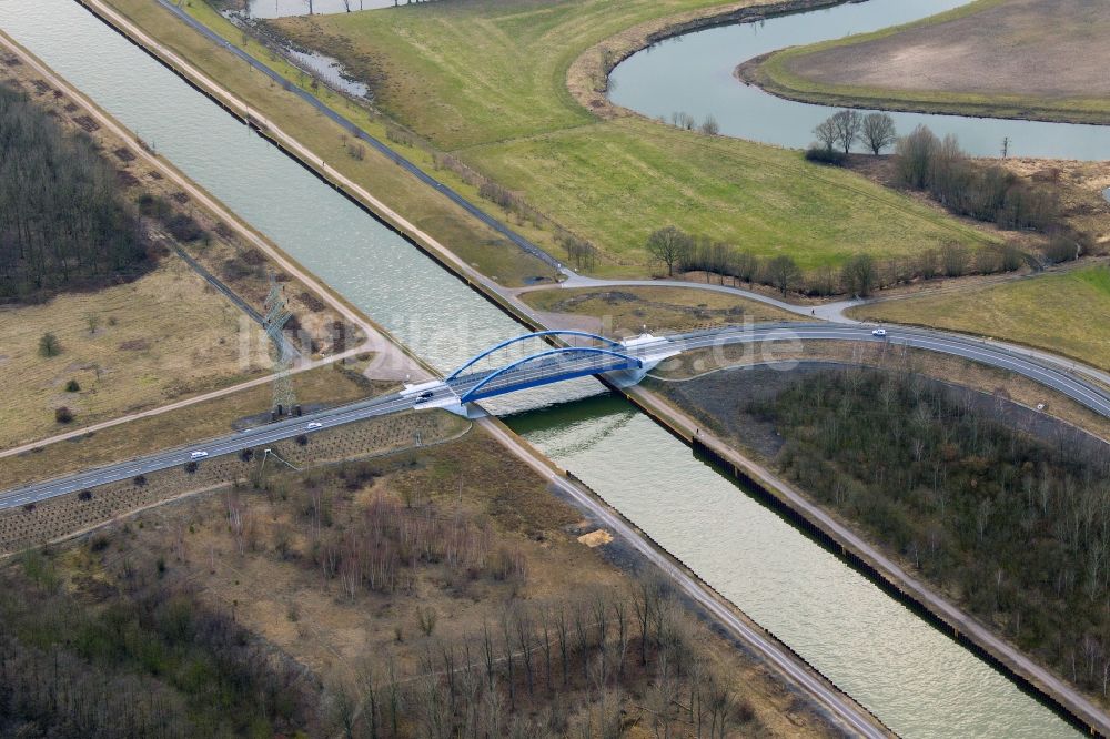 Hamm aus der Vogelperspektive: Neubau der Tibaumbrücke im Bezirk Herringen von Hamm im Bundesland Nordrhein-Westfalen