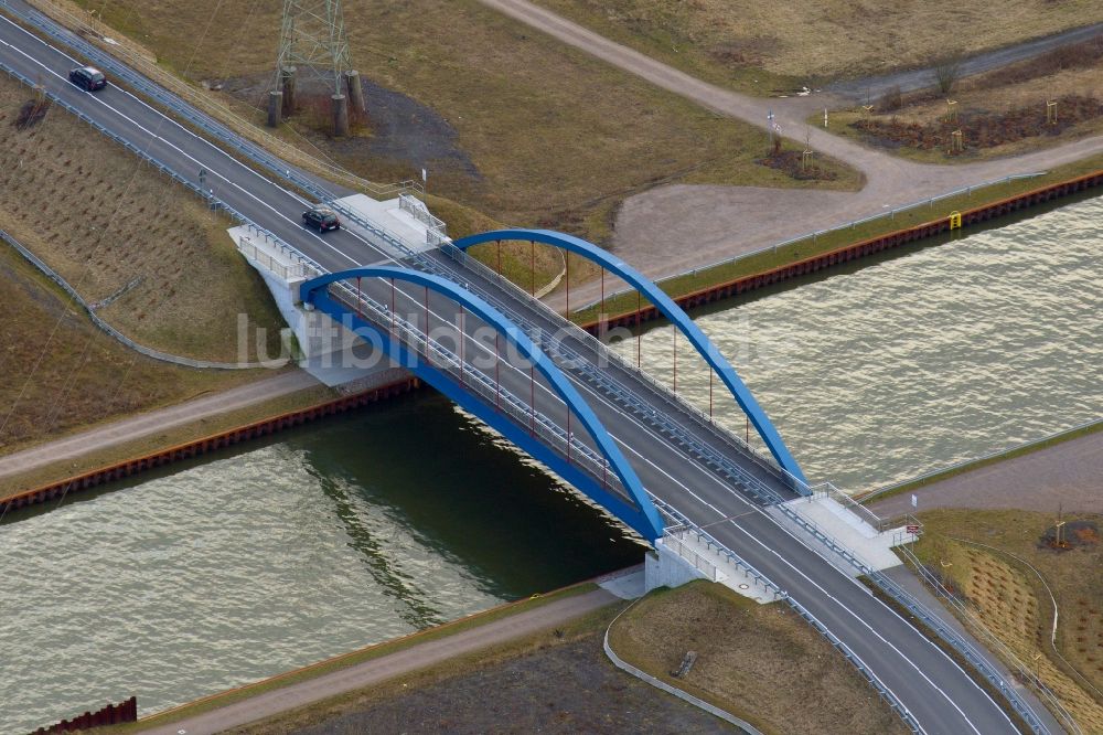 Hamm von oben - Neubau der Tibaumbrücke im Bezirk Herringen von Hamm im Bundesland Nordrhein-Westfalen