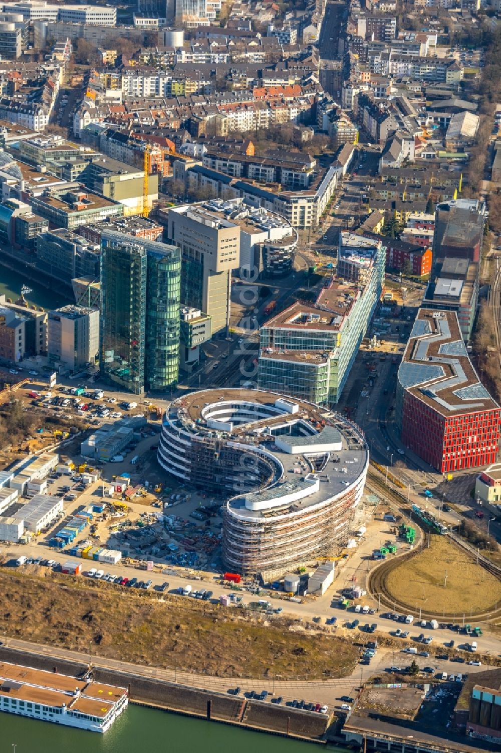 Düsseldorf von oben - Neubau trivago- Zentrale in Düsseldorf im Bundesland Nordrhein-Westfalen