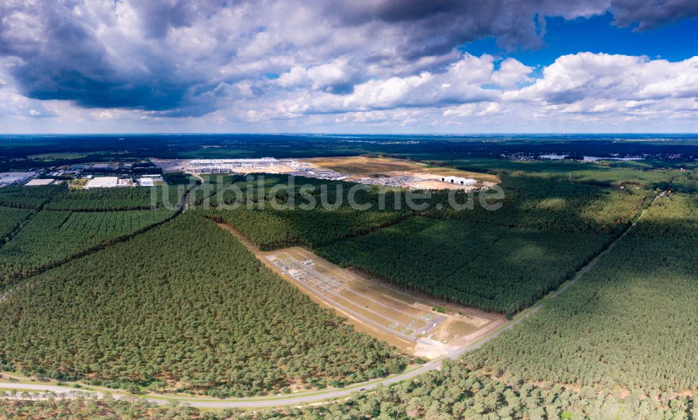 Luftaufnahme Freienbrink - Neubau eines Umspannwerkes in Freienbrink im Bundesland Brandenburg, Deutschland