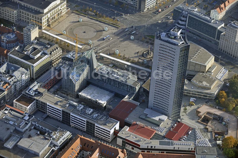 Luftbild Leipzig - Neubau an der Universität Leipzig, MDR-Hochhaus und Augustusplatz Leipzig