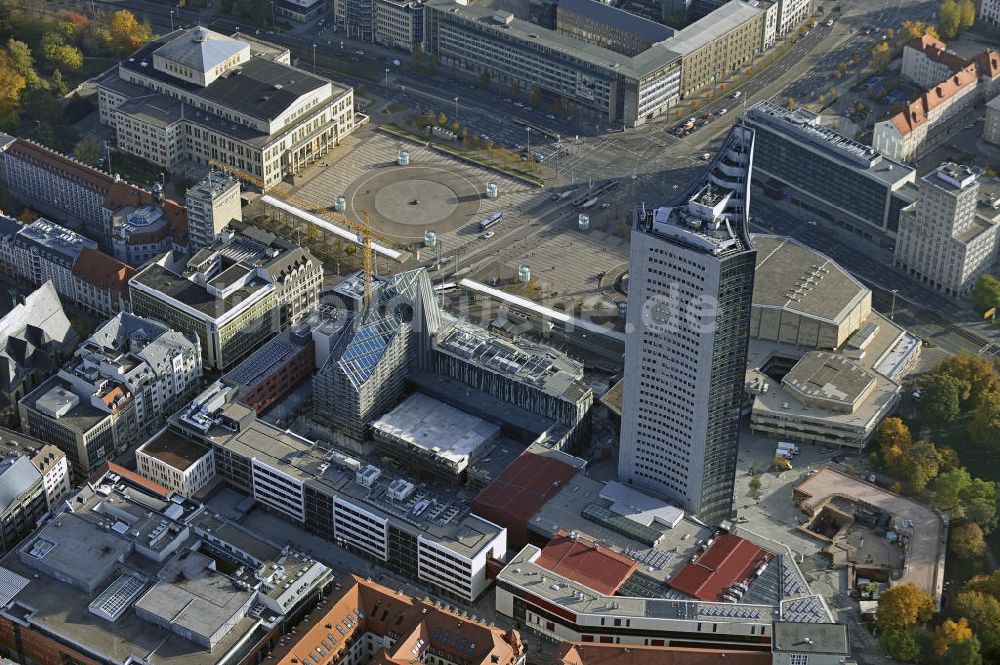 Luftaufnahme Leipzig - Neubau an der Universität Leipzig, MDR-Hochhaus und Augustusplatz Leipzig