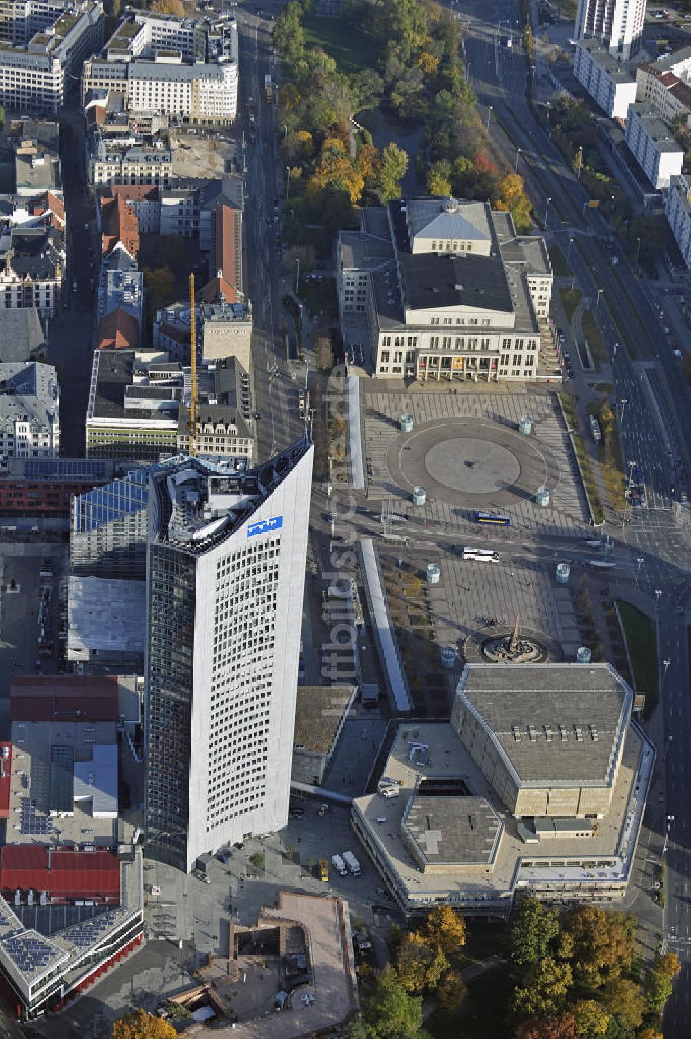 Luftbild Leipzig - Neubau an der Universität Leipzig, MDR-Hochhaus und Augustusplatz Leipzig