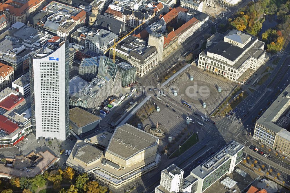 Leipzig aus der Vogelperspektive: Neubau an der Universität Leipzig, MDR-Hochhaus und Augustusplatz Leipzig