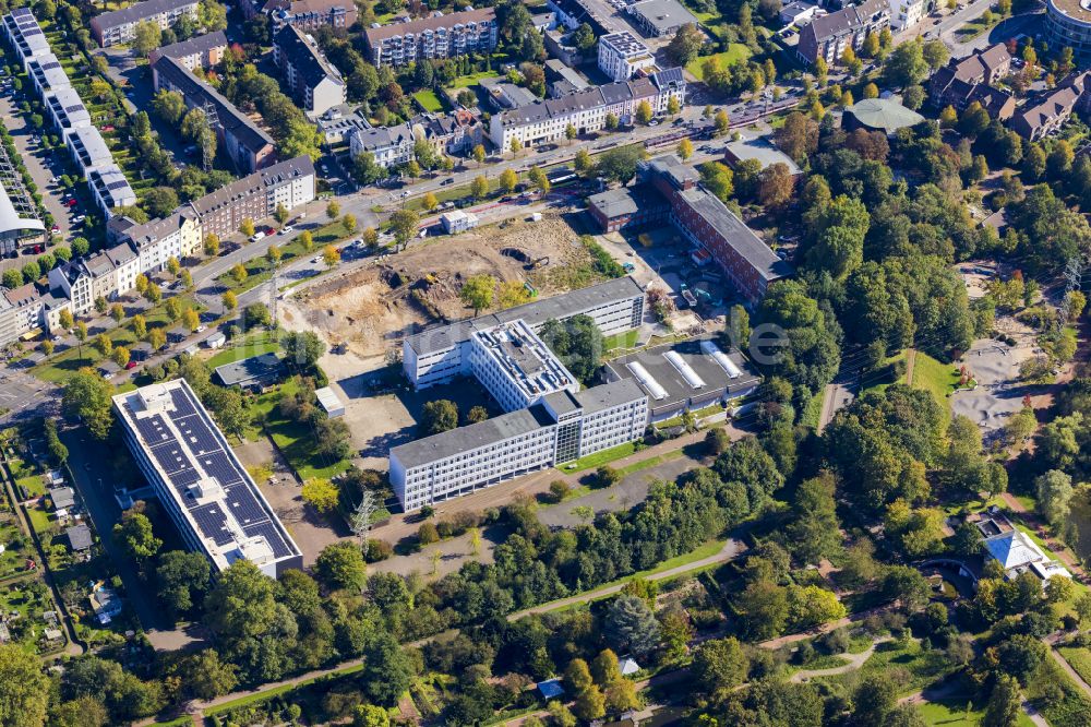 Luftbild Düsseldorf - Neubau im Universitäts- Bereich in Düsseldorf im Bundesland Nordrhein-Westfalen, Deutschland