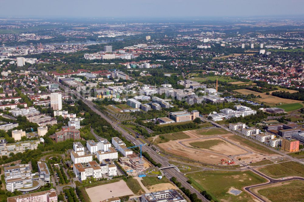 Luftbild Mainz - Neubau im Universitäts- Bereich der Universität Johannes Gutenberg in Mainz im Bundesland Rheinland-Pfalz, Deutschland