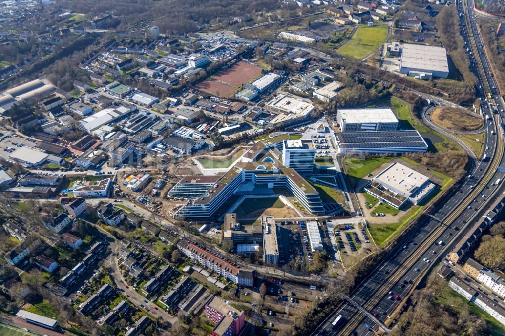 Luftaufnahme Essen - Neubau des Unternehmens- Verwaltungsgebäude ALDI-Nord Campus in Essen im Bundesland Nordrhein-Westfalen, Deutschland