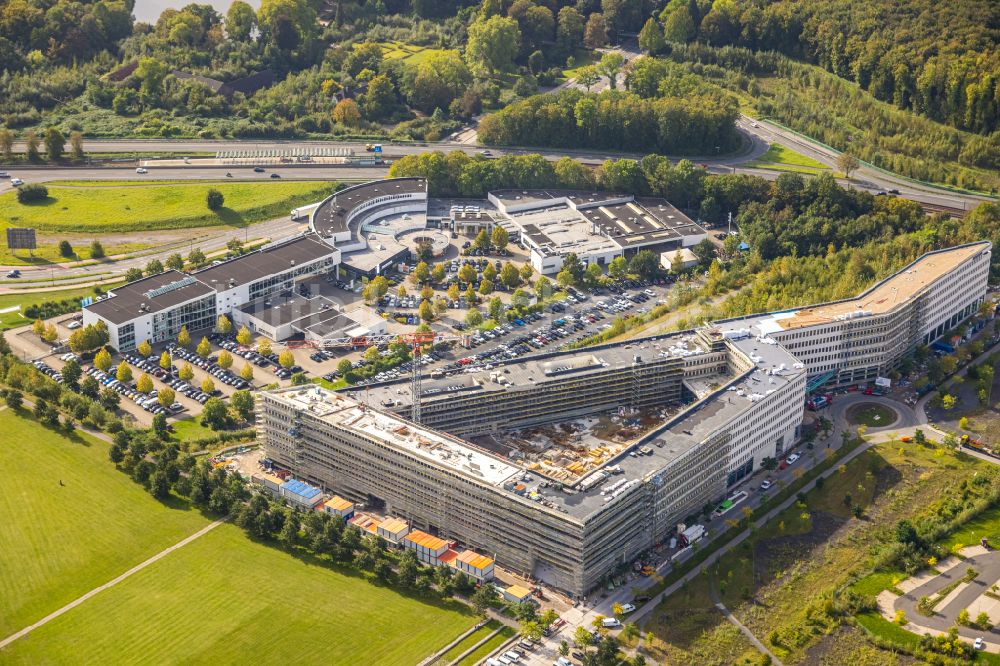 Dortmund von oben - Neubau des Unternehmens-Verwaltungsgebäude der Materna Information & Communications SE in Dortmund im Bundesland Nordrhein-Westfalen, Deutschland