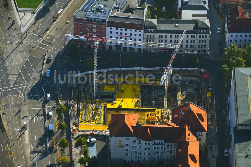 Luftbild Leipzig - Neubau des Unternehmens-Verwaltungsgebäude NETZWERK in Leipzig im Bundesland Sachsen, Deutschland