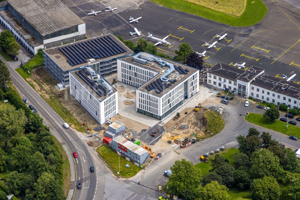 Luftaufnahme Mülheim an der Ruhr - Neubau des Unternehmens- Verwaltungsgebäude pitstop.de GmbH in Mülheim an der Ruhr im Bundesland Nordrhein-Westfalen, Deutschland