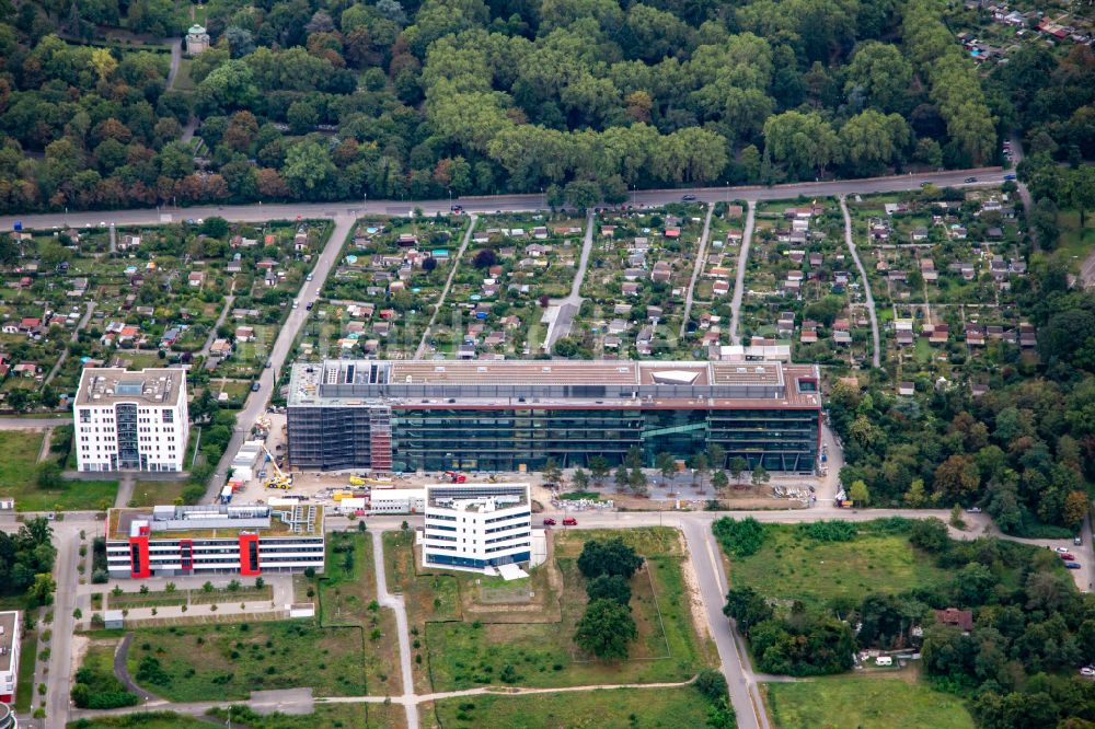 Luftbild Karlsruhe - Neubau des Unternehmens-Verwaltungsgebäude Vec-tor Cam-pus in Karlsruhe im Bundesland Baden-Württemberg, Deutschland