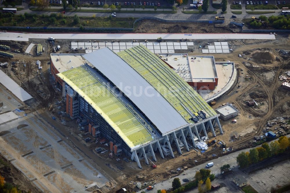 Stettin / Szczecin aus der Vogelperspektive: Neubau einer Veranstaltungshalle am Velodrome in Stettin / Szczecin in der Woiwodschaft Westpommern / Zachodniopomorskie in Polen