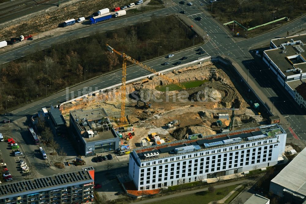 Luftaufnahme Nürnberg - Neubau des Verwaltungsgebäude des Finanzdienstleistungs- Unternehmens Evenord- Bank in Nürnberg im Bundesland Bayern, Deutschland