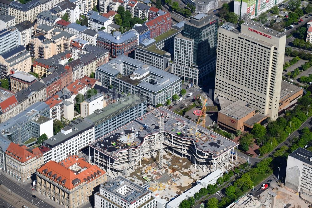 Leipzig von oben - Neubau des Verwaltungsgebäude des Finanzdienstleistungs- Unternehmens SAB - Sächsische Aufbaubank in Leipzig im Bundesland Sachsen, Deutschland