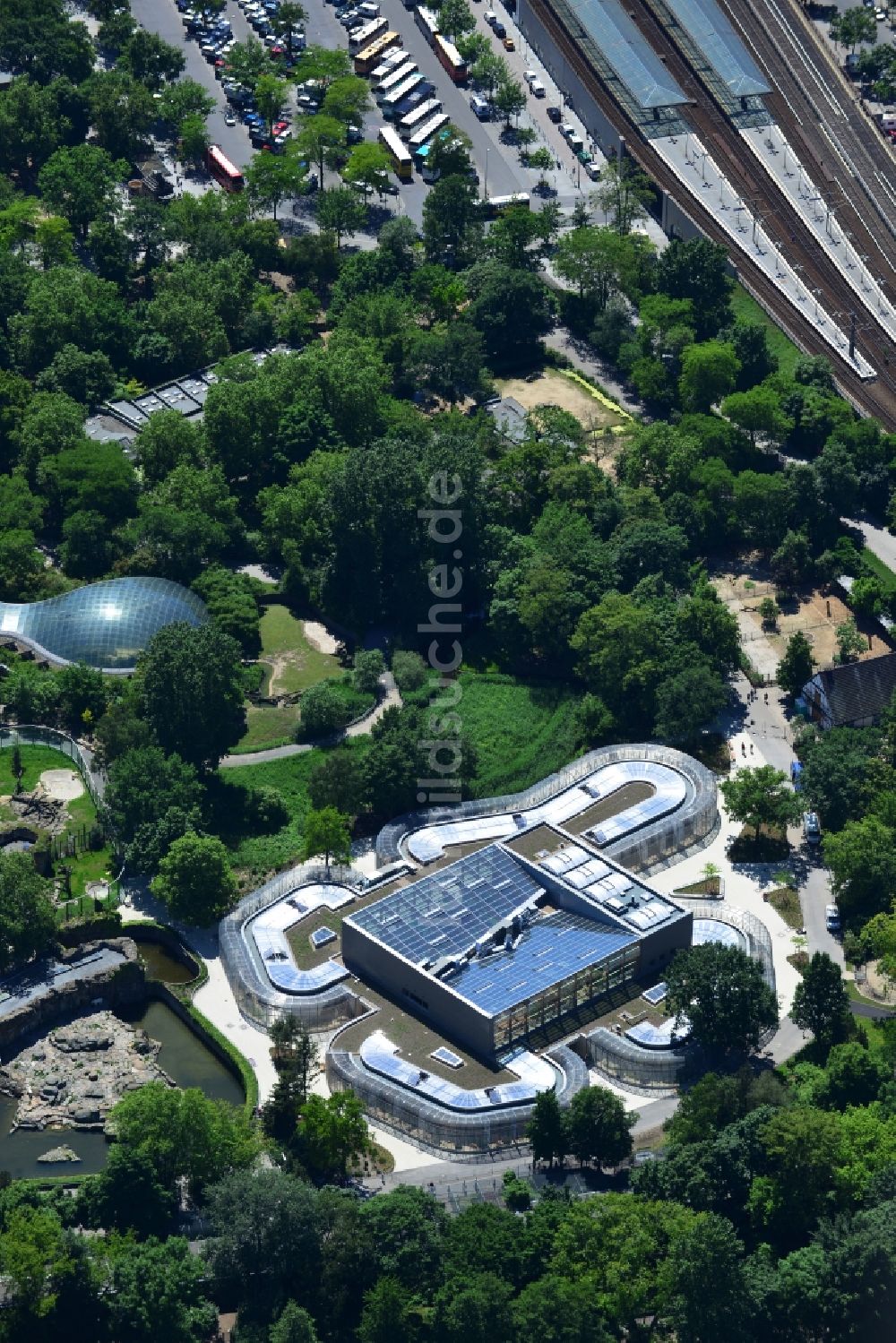 Berlin von oben - Neubau des Vogelhauses im Berliner Zoo im Bezirk Charlottenburg in Berlin