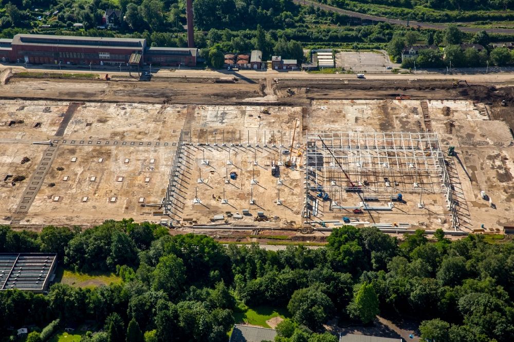 Dortmund von oben - Neubau eines Warenverteilzentrums und Logistikkomplex auf dem Opel-Gelände in Langendreer in Bochum im Bundesland Nordrhein-Westfalen