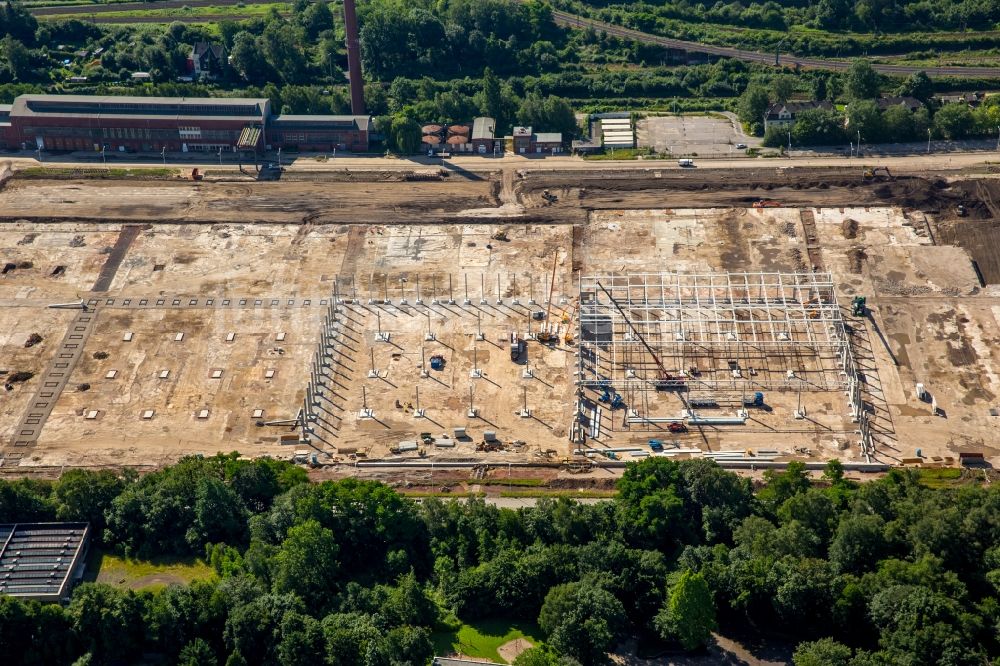 Dortmund aus der Vogelperspektive: Neubau eines Warenverteilzentrums und Logistikkomplex auf dem Opel-Gelände in Langendreer in Bochum im Bundesland Nordrhein-Westfalen