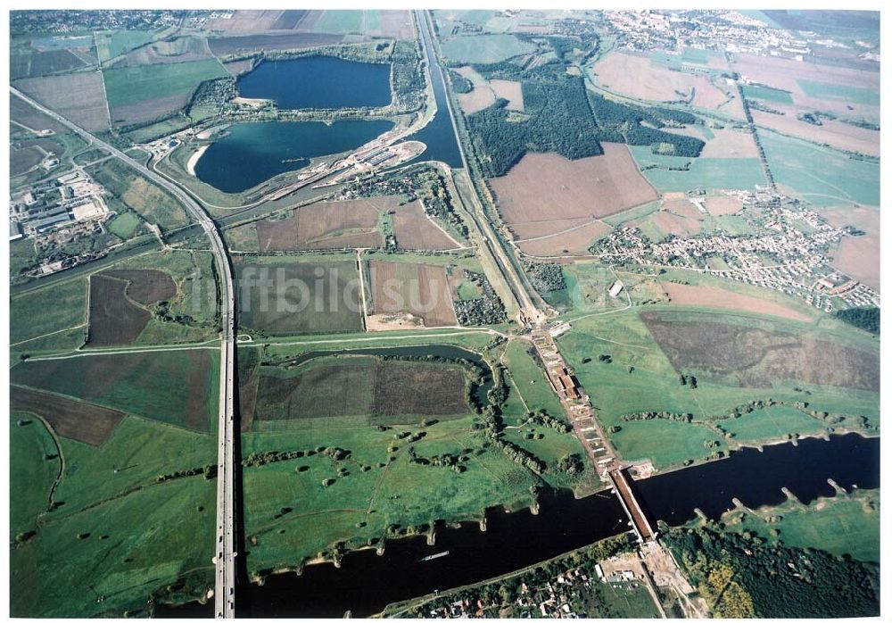 Rothensee aus der Vogelperspektive: Neubau des Wasserstraßenkreuzes Magdeburg