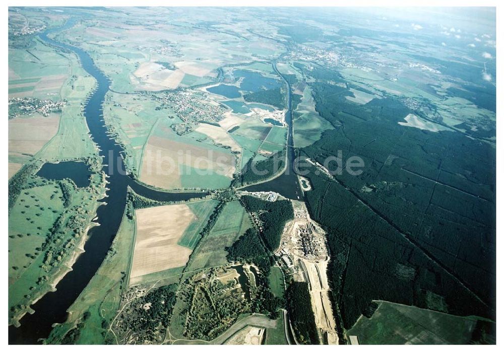 Luftbild Hohenwarthe - Neubau des Wasserstraßenkreuzes Magdeburg