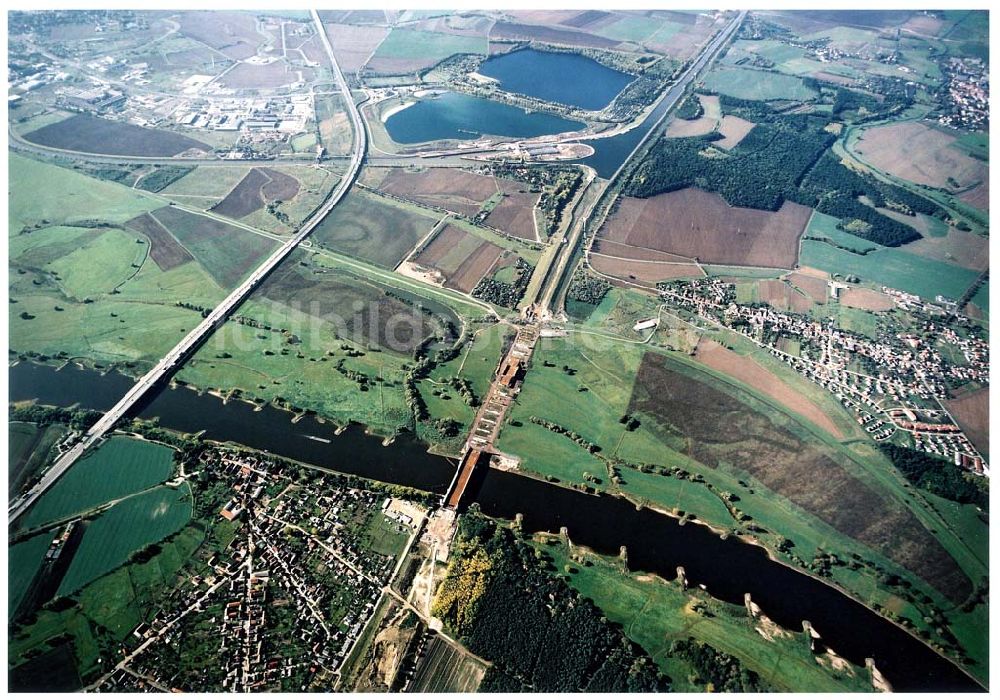 Luftaufnahme Rothensee - Neubau des Wasserstraßenkreuzes Magdeburg