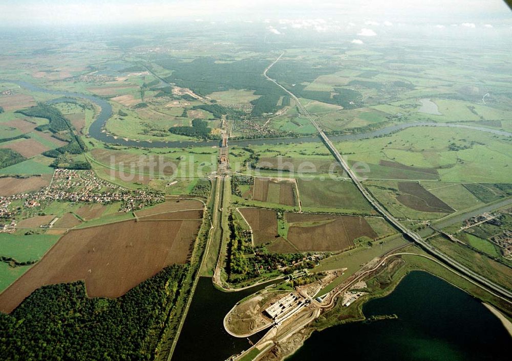 Rothensee von oben - Neubau des Wasserstraßenkreuzes Magdeburg