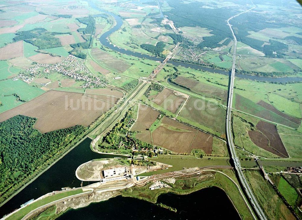 Rothensee aus der Vogelperspektive: Neubau des Wasserstraßenkreuzes Magdeburg