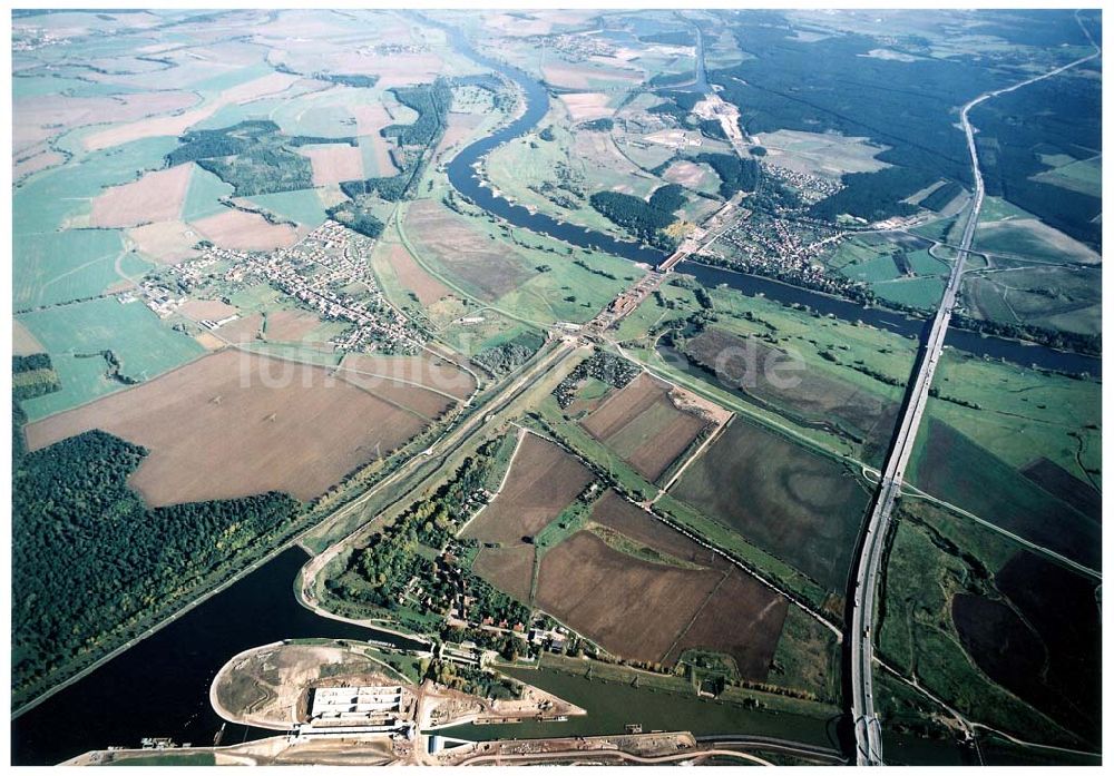 Luftbild Rothensee - Neubau des Wasserstraßenkreuzes Magdeburg