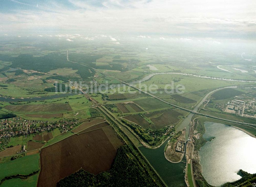 Luftaufnahme Rothensee - Neubau des Wasserstraßenkreuzes Magdeburg